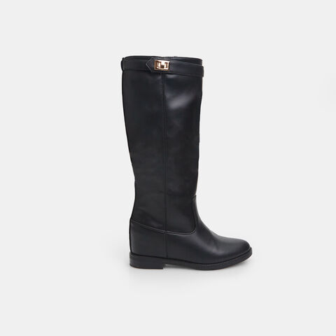 Bota de mujer con cuña interna y hebilla, Negro Bota de mujer con cuña interna y hebilla, Negro